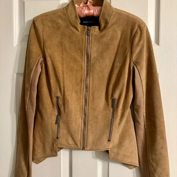 BCBG Max Azria Camel Faux Suede Jacket (S) - Picture 1 of 6
